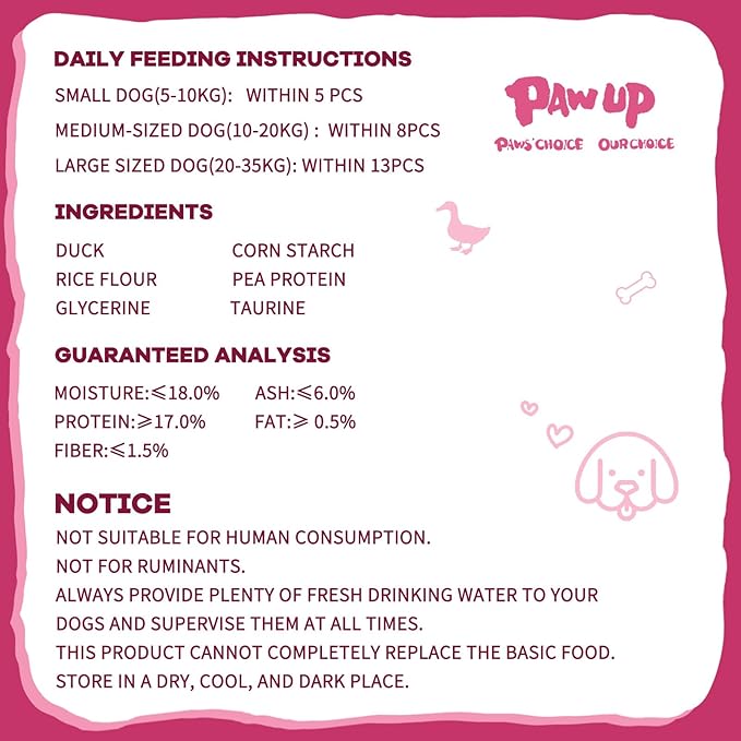 Duck Dog Treats, Calcium Bones Chews, Rawhide Free, Natural Snacks for Samll Dog w/Taurine,12.5 oz