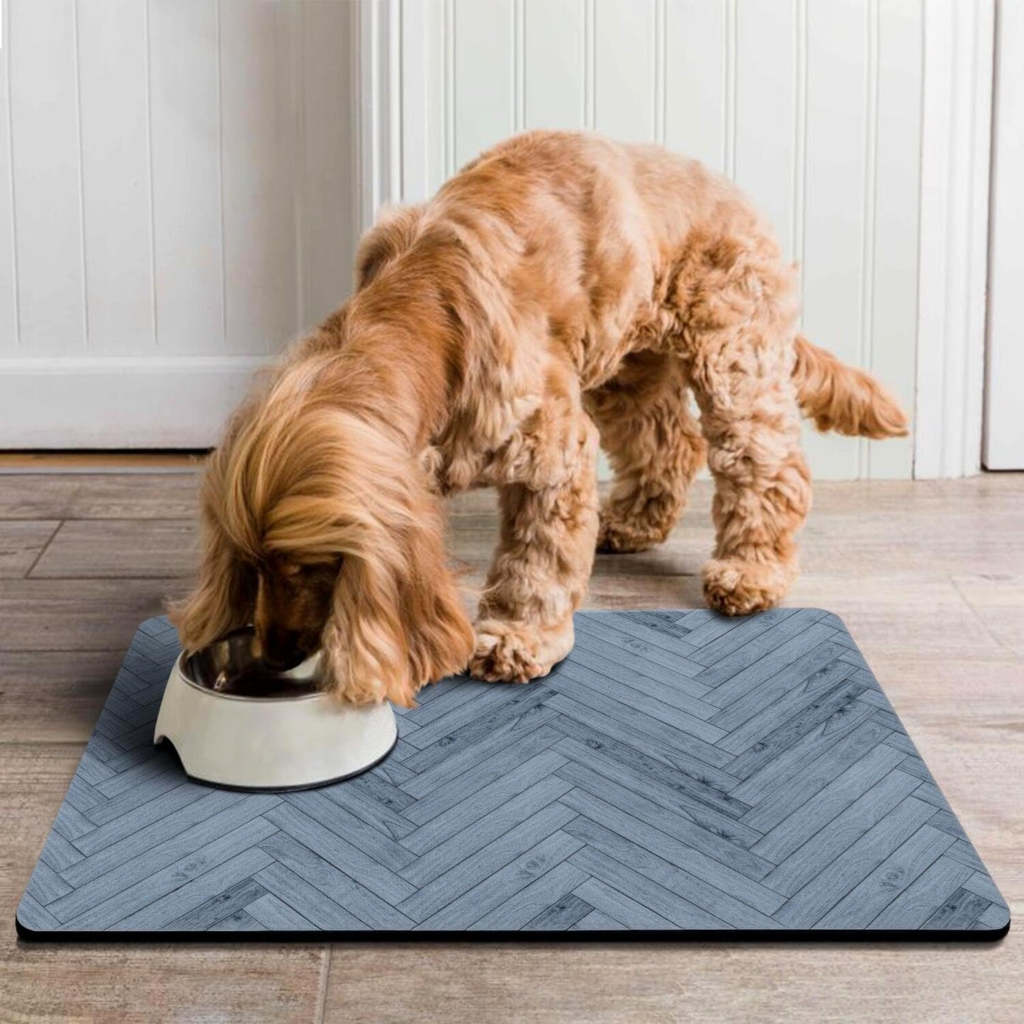 Dog Food Mats for Floors Absorbent, Pet Cat Food Mat - Quick Dry Dog Bowl Mats for Food and Water, Eco-Friendly Boho Pet Supplies