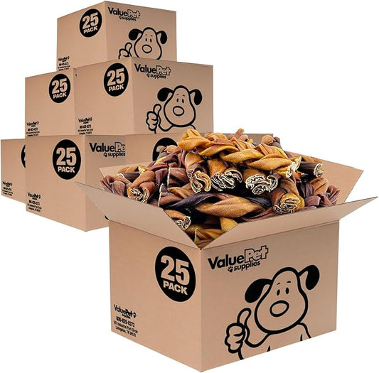 ValueBull Collagen Braided Sticks for Dogs, 6 Inch Thick Chews, Natural Long-Lasting Dog Treats, 200 Count Bulk Pack - Supports Joints, Skin & Coat with Chondroitin & Glucosamine