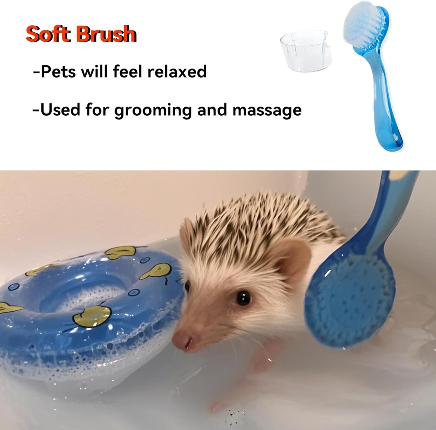 JSLZF Hedgehog Supplies Bath Kit Plastic Foldable Hedgehog Bathtub, Nail Clippers, 2PCS Bathing Brush, Towel, Pet Guinea Pig Bath for Small Animal