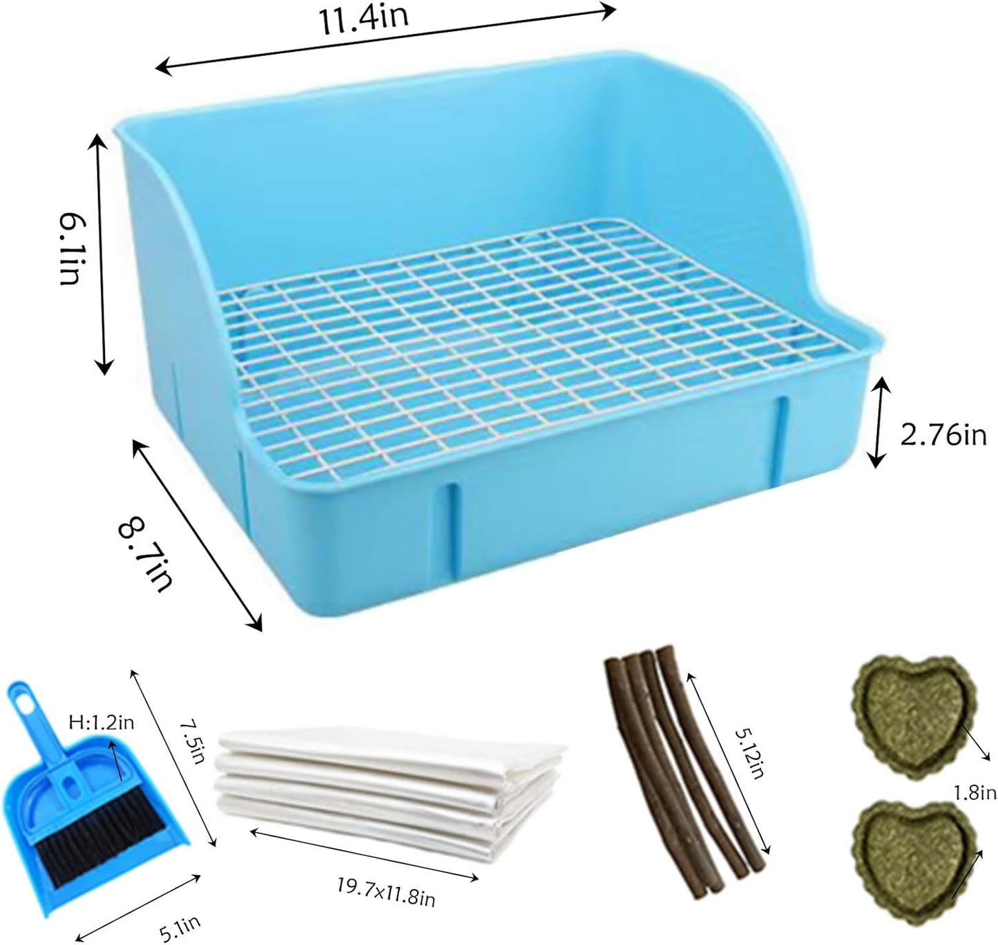10Pcs Rabbit Litter Box Toilet,Bunny Plastic Square Cage Toilet with Grate Rabbit Corner Litter Bedding Small Animal Potty Training Box Pet Poop Pan for Bunny Guinea Pig Ferret Chinchilla(Blue)