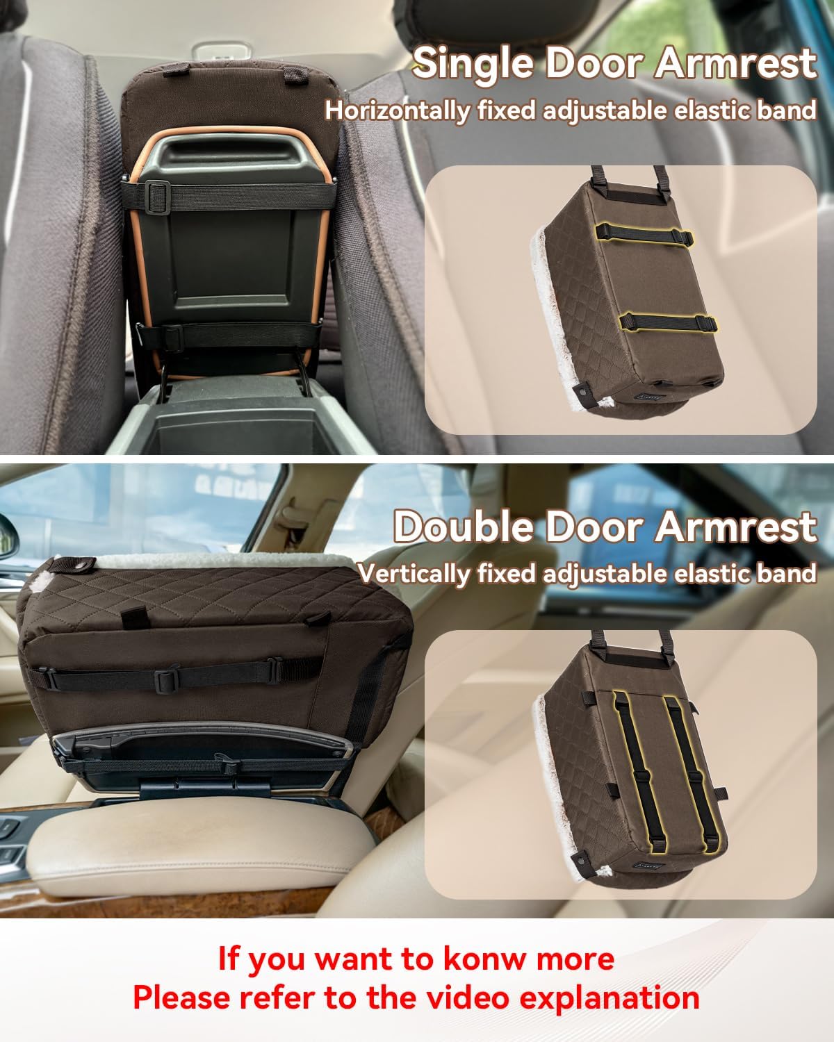 PETSFIT Center Console Dog Car Seat with Safe Protection Hooks, Pet Car Seat with Upgraded Safety Tethers, Washable Cushion, Console Dog Car Seats for Small Dogs (Coffee)