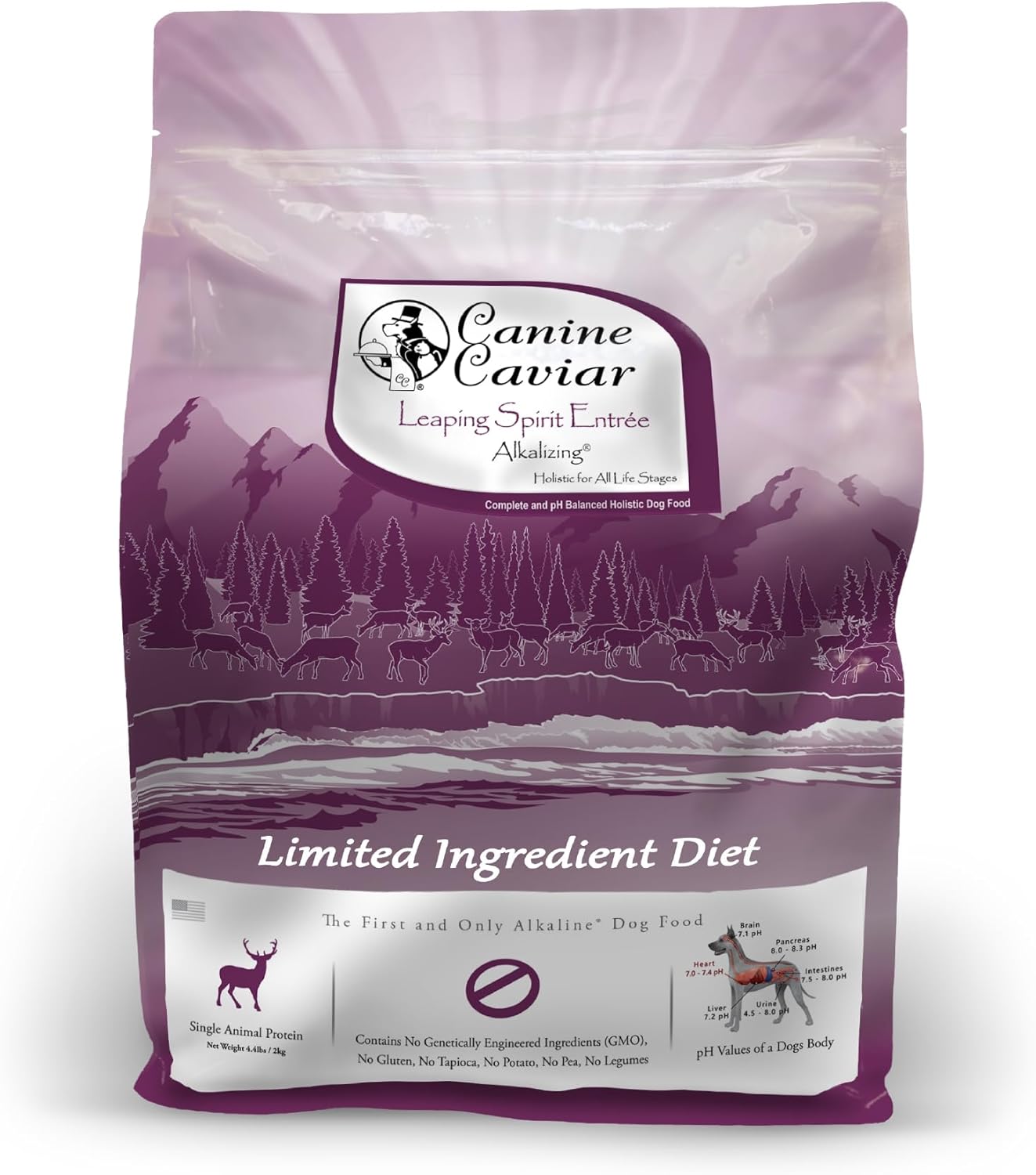 Canine Caviar - Leaping Spirit: Venison & Pearl Millet Alkaline Dry Dog Food, Limited Ingredients, Gluten-Free, Based on Science & Research, Veterinary Alternative Diet (4.4 Pound Bag)