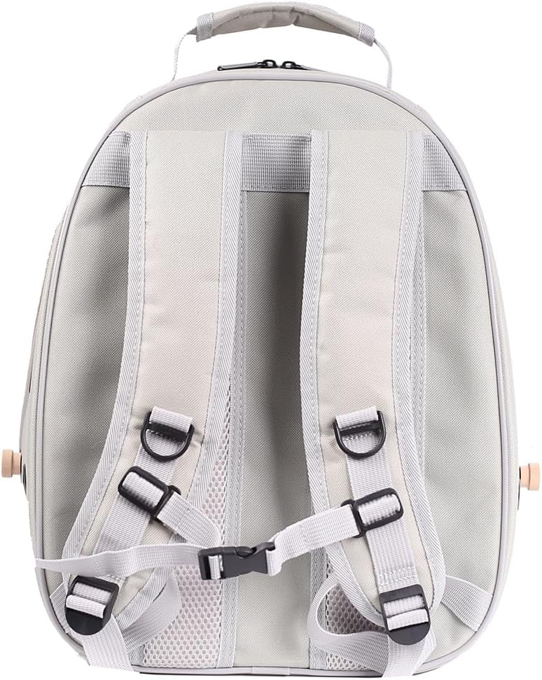 Bird Traval Carrier Cage, Multi Vent Holes Clear Space Capsule Astronaut Backpack to Carry Parakeet Cockatiel Parrot with Metal Tray Wood Perch, Vet Transport Book Bag