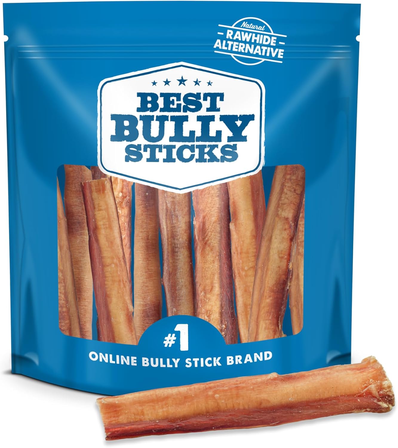 Best Bully Sticks Thick 6 Inch Bully Sticks for Dogs - 10 Count (Pack of 1) - Natural Grass-Fed Beef, Single Ingredient, Grain and Rawhide Free - Large Breeds