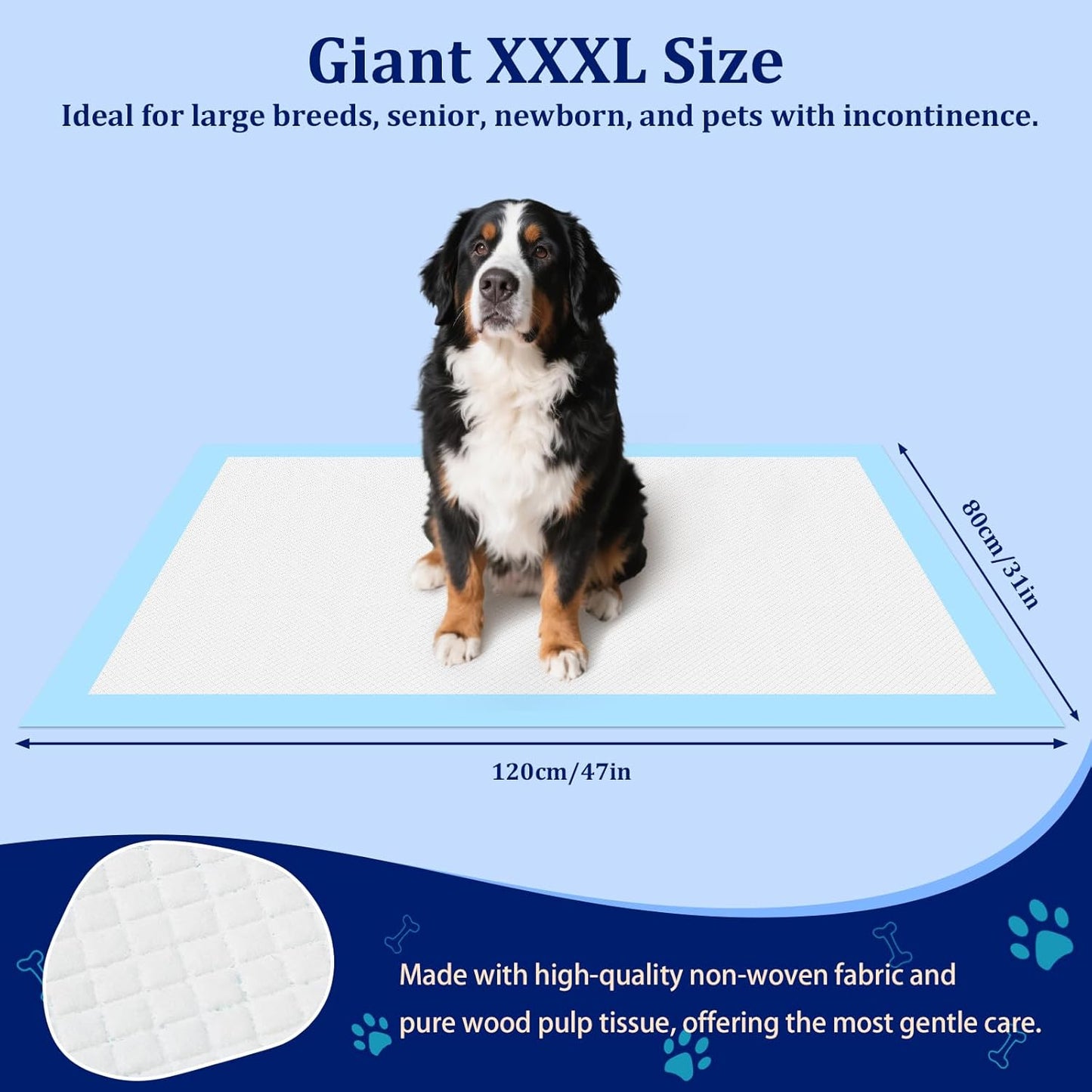 Ownpets XXXXL Puppy Training Pad 47"x31" 40 Count, Extra Large Giant Dog Pee Pads, Leak-Proof 6-Layer Pet Potty Training Pads Pee Pads with Quick-Dry Surface for Puppies, Cats, Rabbits