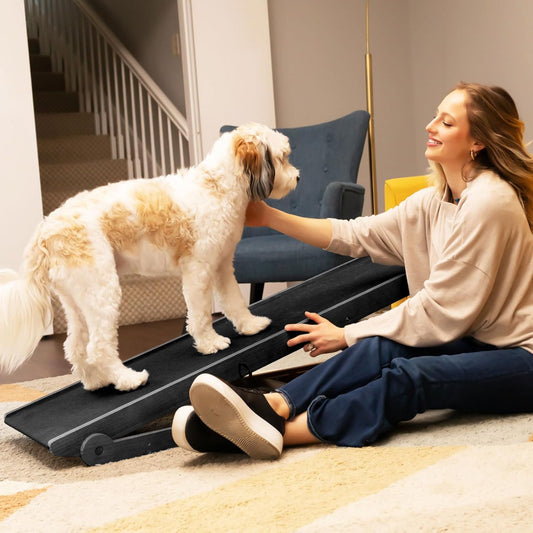 Dog Ramp for Couch for Small Dogs, Pet Ramps for Doggie to Get on Bed, Non Slip Dog Bed Ramp with Landing Platform, Supports up to 200lbs, Adjustable from 13" to 20" Height