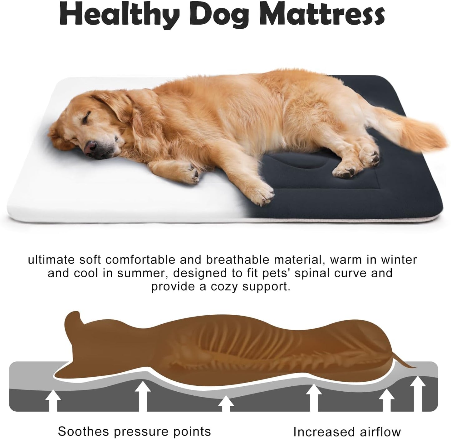 JoicyCo Extra Large Dog Bed Soft Dog Crate Pad Mat 48 in Non-Slip Bottom Washable Dog Sleeping Mattress Pet Beds Cat Bed Kennel Pad, Dark Gray