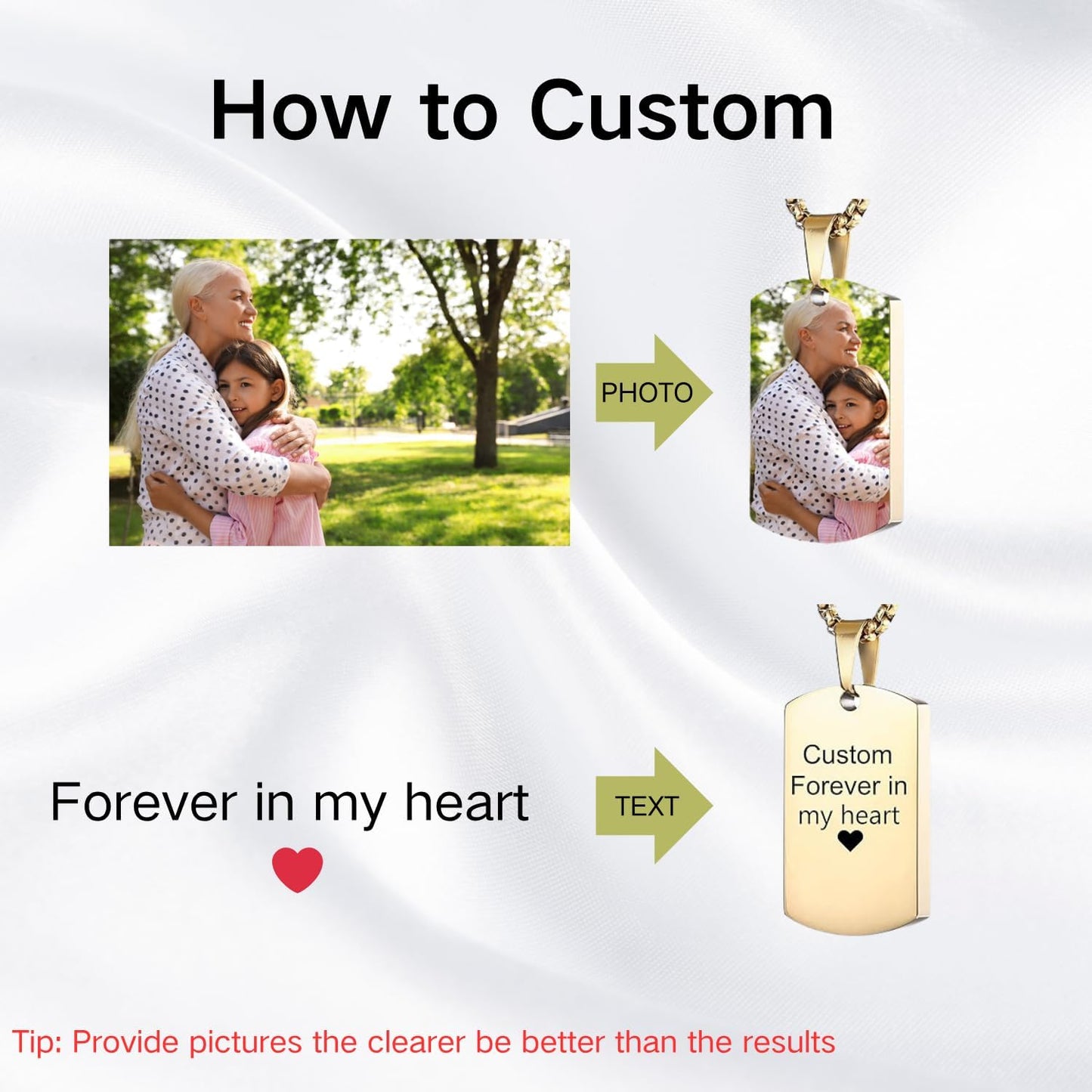 Personalized Ashes Necklace for Men Women Pet Custom Photo Text Urn Necklace Customized Engraving Holder Memorial Cremation Jewelry Keepsake Memorial Gifts