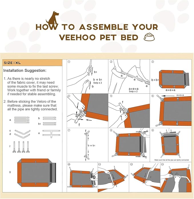 Veehoo Cooling Elevated Dog Bed, Portable Raised Pet Cot with Washable & Breathable Mesh, No-Slip Feet Durable Dog Cots Bed for Indoor & Outdoor Use, X Large, CWC1803-XL