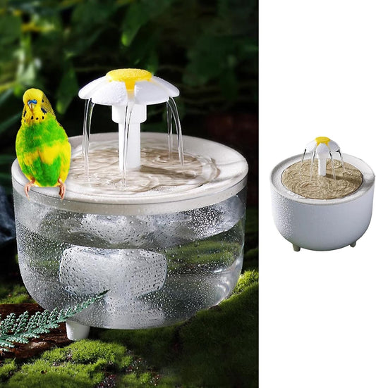 MANON ROSA Bird Bath for Parakeets - Small Bird Shower & Bathing Fountain with Filtered Circulating Water Pool Sink for Parrots Lovebirds Conures Finches Cockatiels - Easy-Clean Pet Accessorie (White)
