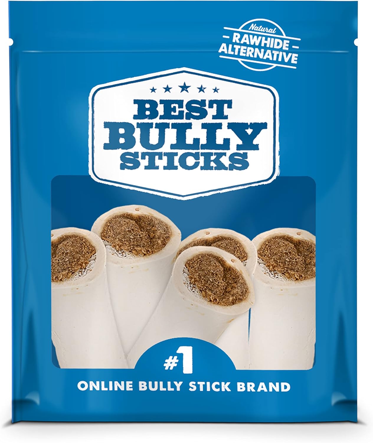 Best Bully Sticks Bacon and Cheese Filled Bones - 3-4 Inch 5 Count (Pack of 1) - Long Lasting, Refillable Stuffed Dog Bone Treats for Dogs