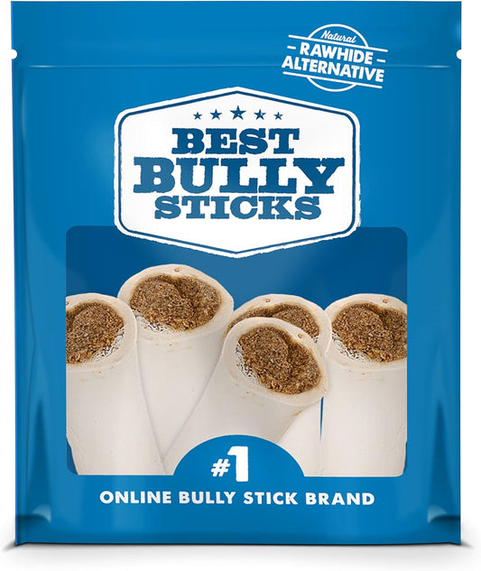 Best Bully Sticks Bacon and Cheese Filled Bones - 3-4 Inch 5 Count (Pack of 1) - Long Lasting, Refillable Stuffed Dog Bone Treats for Dogs