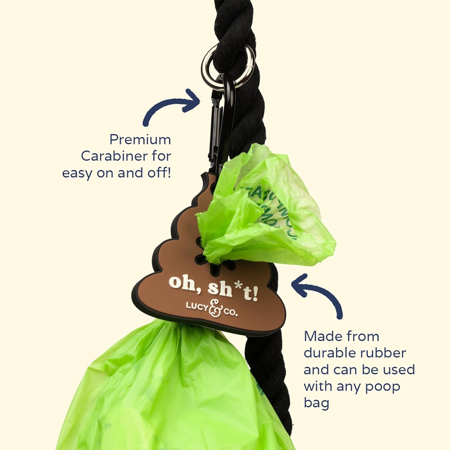Lucy & Co Poop Clip for Pups – Hands-Free Dog Waste Bag Holder – Silicone Doggy Leash Accessories, Pooper Scooper Essentials for Walking in the City, Hiking at the Park & More