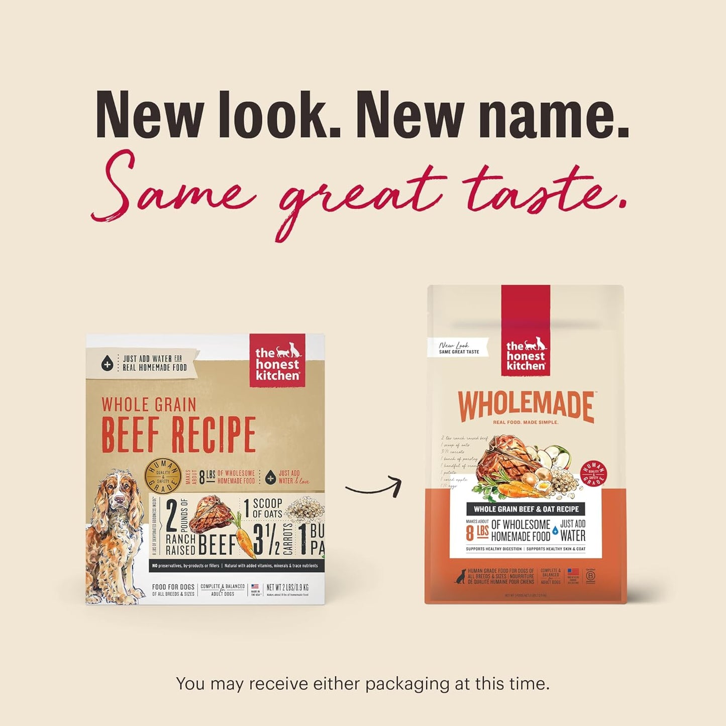 The Honest Kitchen Wholemade™ Whole Grain Beef & Oat Dog Food, 2 lb Bag