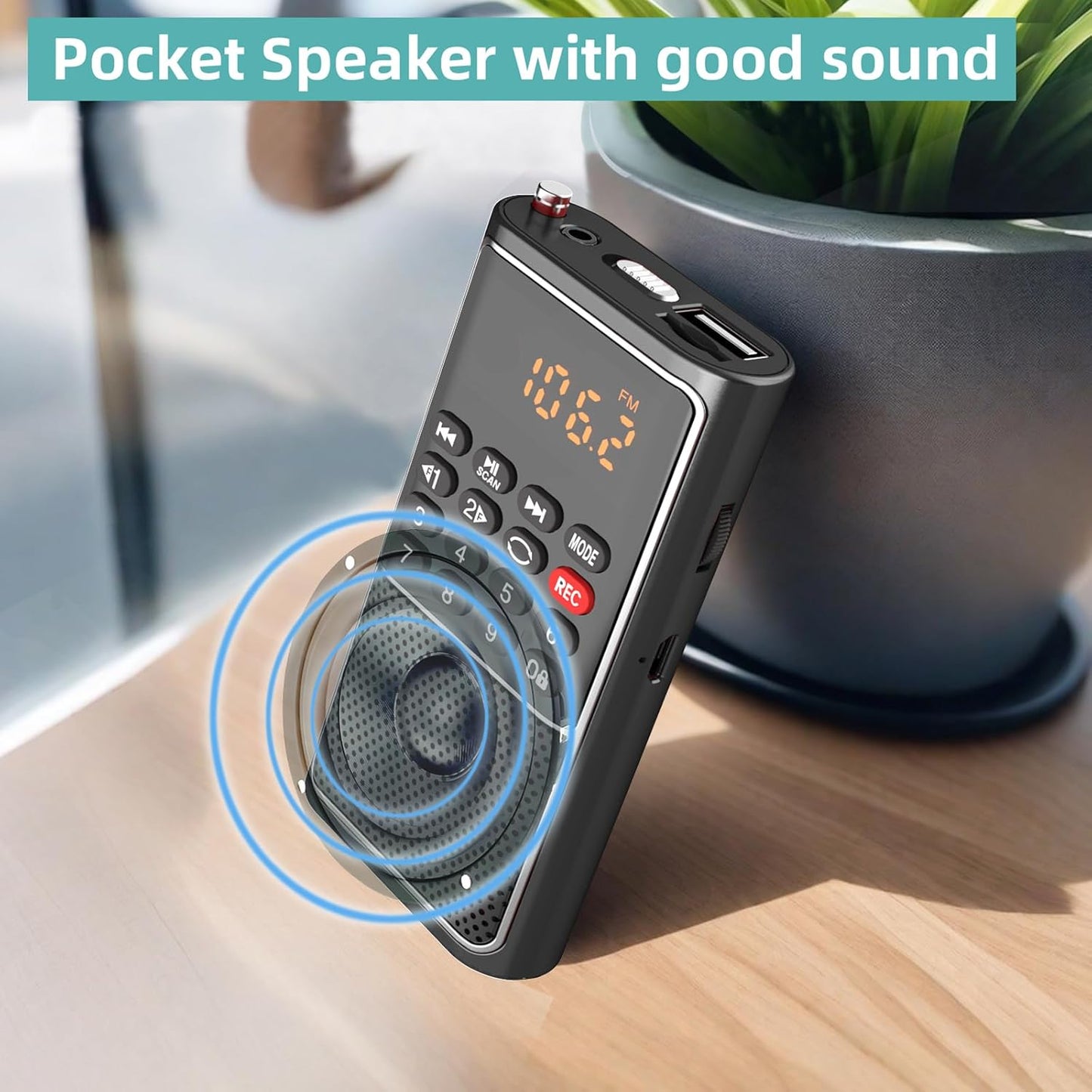 Mini Portable FM Radio SD Card Player Small Rechargeable Battery Operated Radio,USB|SD Card Slot Support Mp3 Play Rec,Pocket Walkman,Numeric Key,Excellent Reception and Sound,Home|Outdoor Use