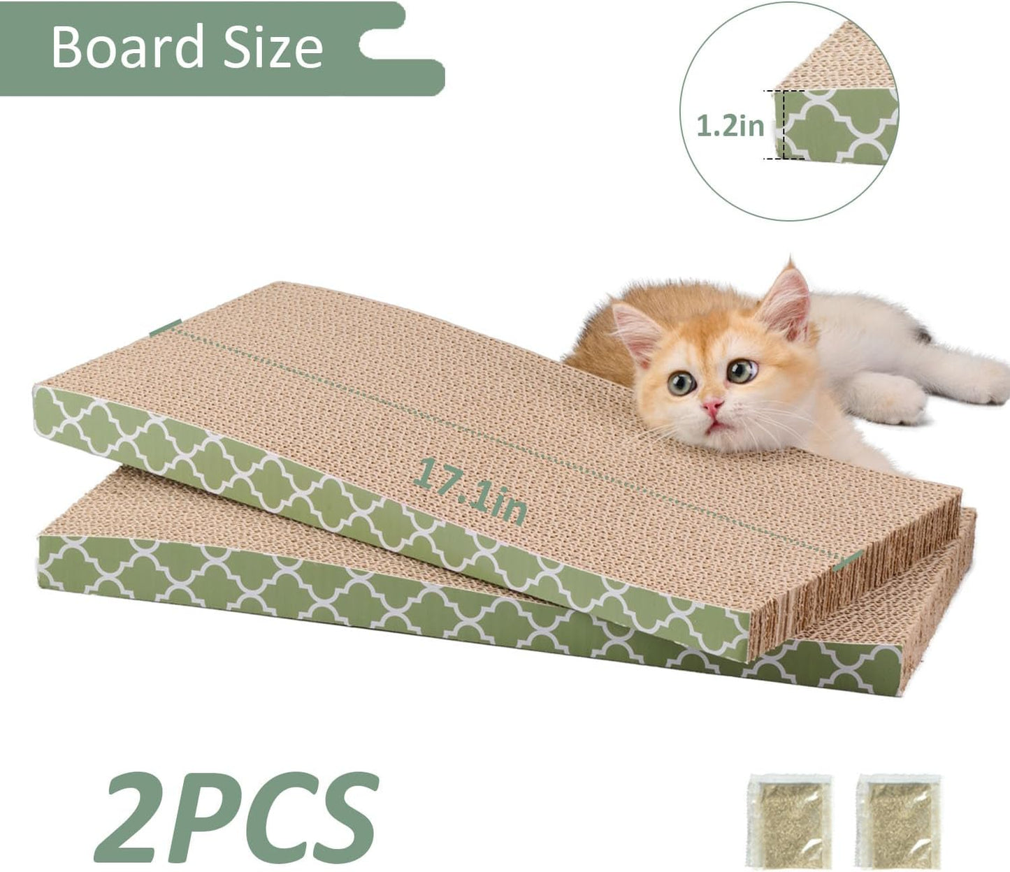 Cat Scratcher Cardboard Scratching Pads Scratch with Catnip 2PCS Reversible Corrugated Cardboard