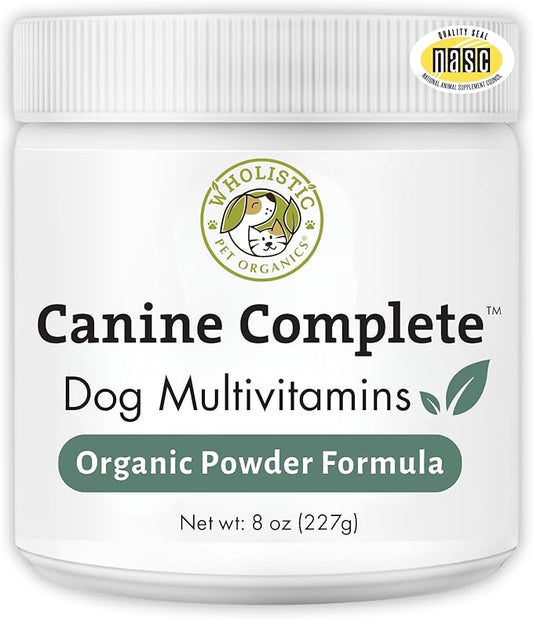 Wholistic Pet Organics Canine Complete - Dog Multivitamin Powder - 8 Oz - Daily Dog Vitamins and Supplements for Homemade Food - Immune System, Skin, Coat & Overall Health - Small and Large Breed