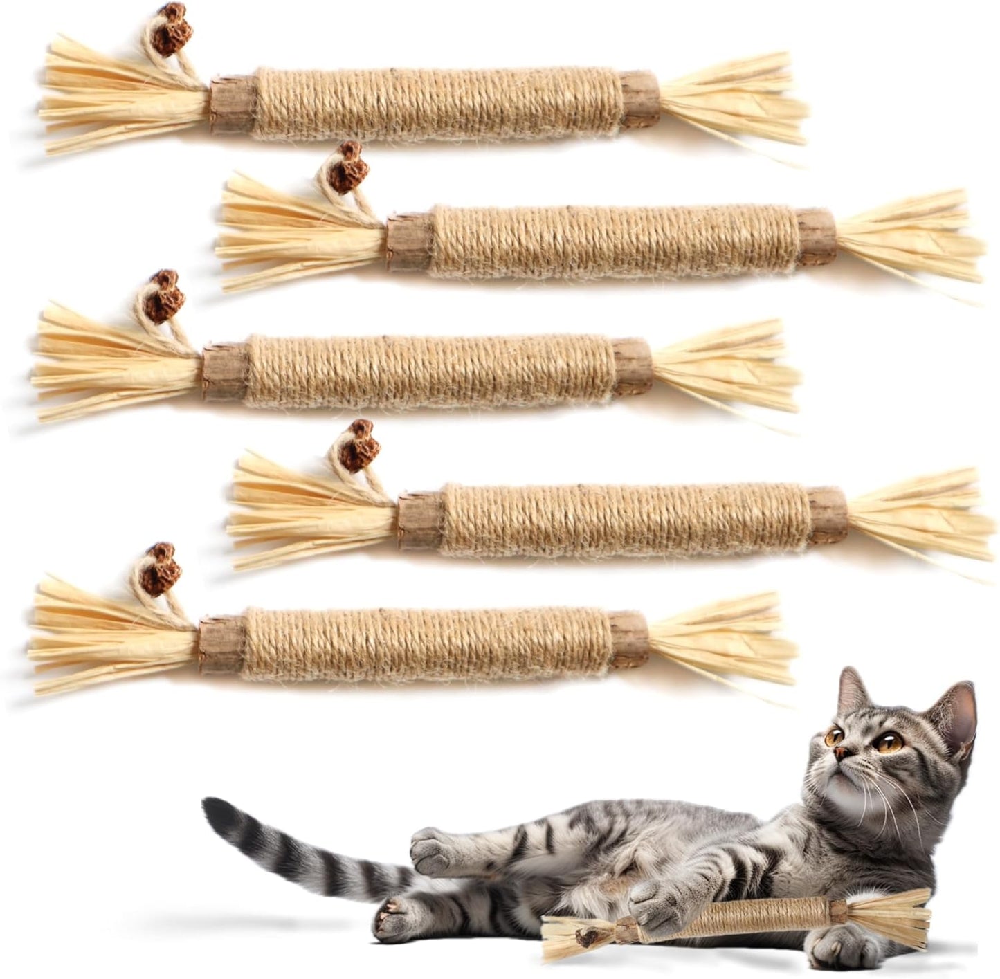 8.66 inches Silvervine Sticks Cat Toys, Natural Catnip Kittens Chew Toy for Teeth Cleaning,Big Catmint Blend Stick, Dental Kitty Chews for Indoor(5 Pack)
