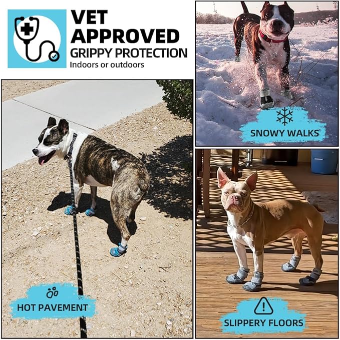 Dog Shoes for Large Dogs, Medium Dog Boots & Paw Protectors for Hardwood Floors, Outdoor Dog Booties for Hot Pavement Winter Snow Hiking, Breathable Dog Shoes with Reflective Strips Size 6