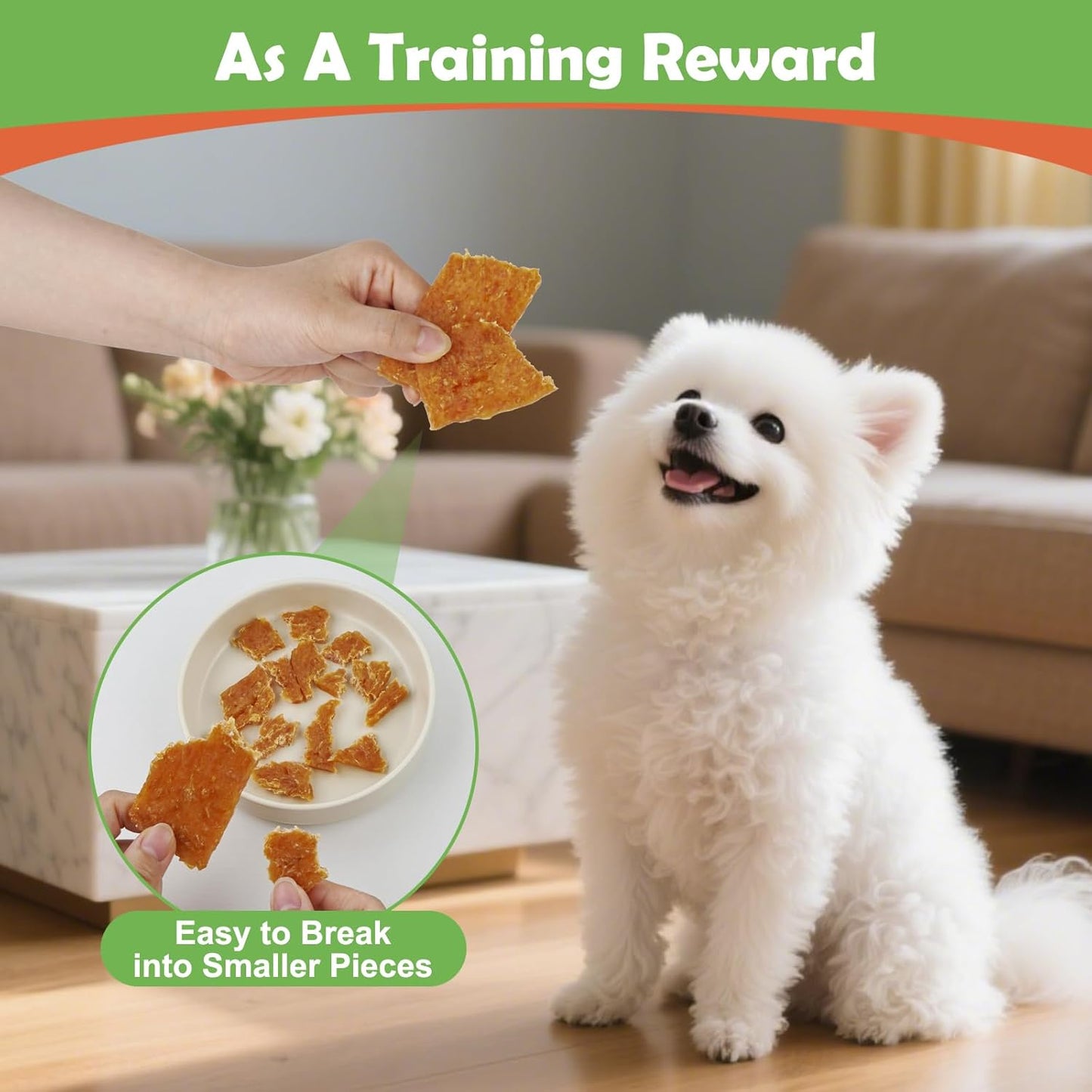 MON2SUN Dog Treats Chicken Jerky Pumpkin Flavor, Rawhide-Free, Gluten-Free, Healthy Jerky Snacks for Small Dogs, 10.6 oz