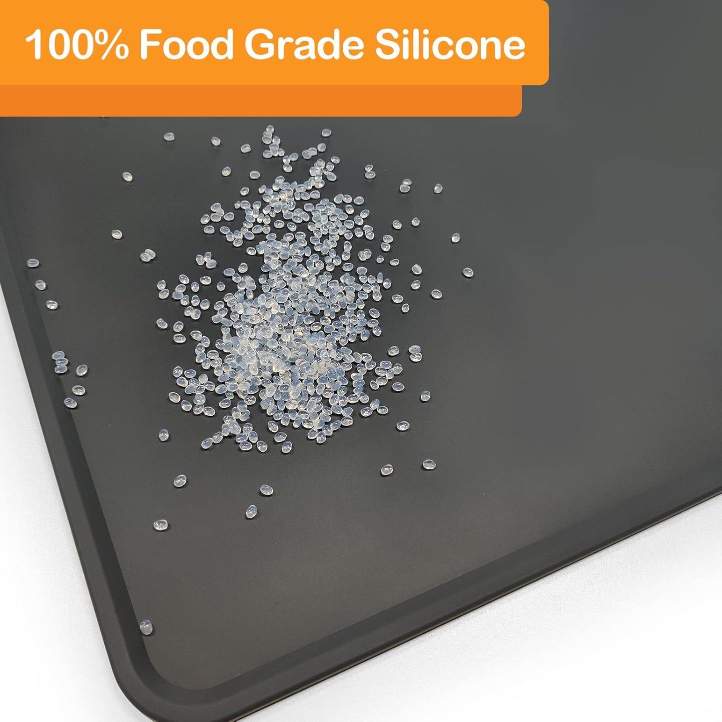 Dog Water Mat 39.4×29.5in - Silicone Dog Mat for Food and Water Extra Large - Pet Food Mat for Floors Waterproof - Pet Feeding Mat Prevent Water Food Spills - Dark Grey