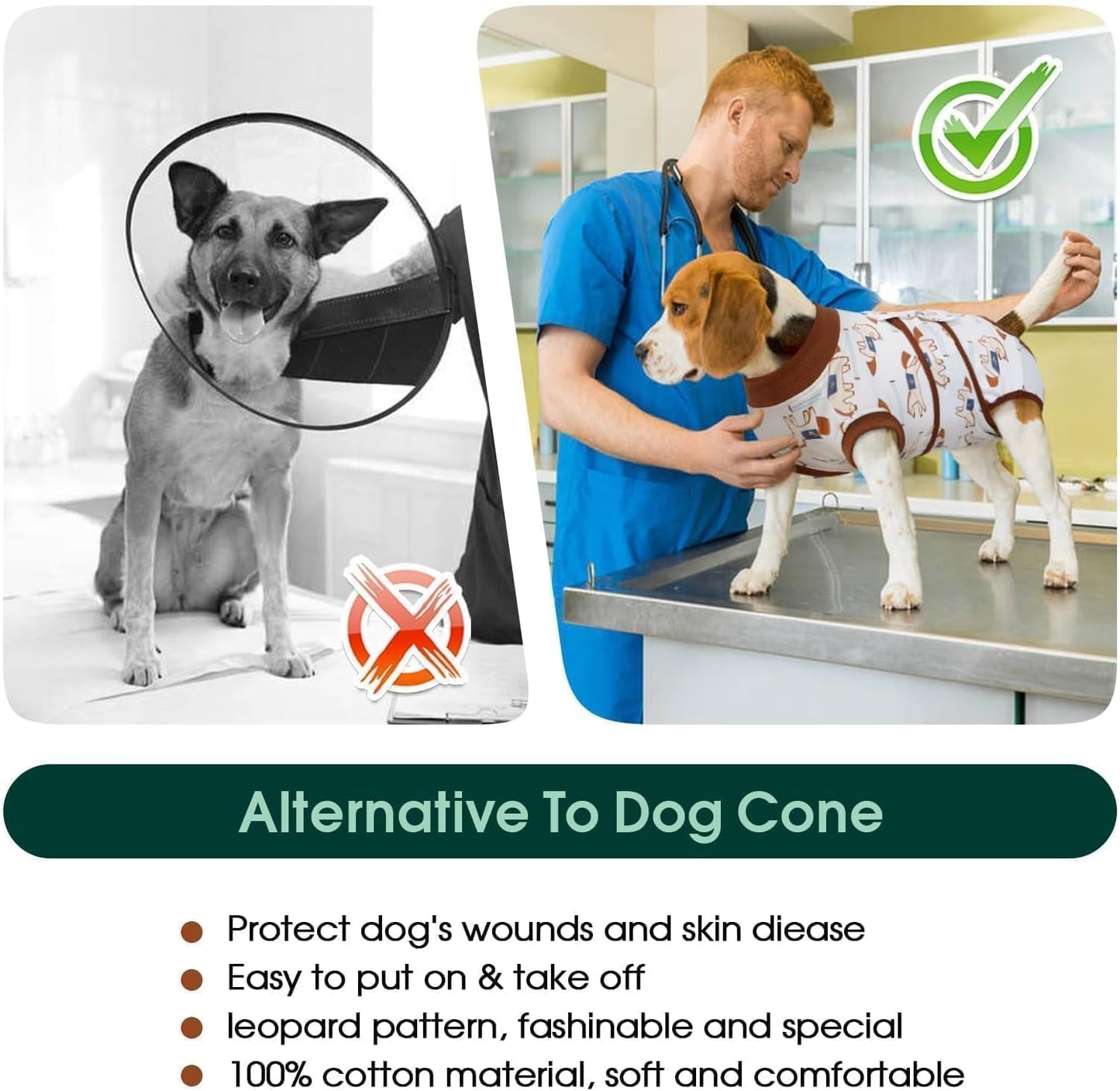 Kuoser Dog Recovery Suit for Post-Surgery Care, Spay Neuter Bodysuit for Female & Male Dogs, Anti-Licking Surgical Onesie, Snug Fit for Abdominal Wound Protection & Skin Healing, BrownPony M