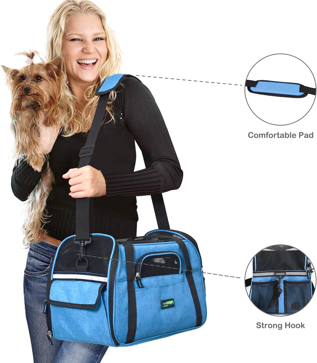JESPET Soft-Sided Kennel Pet Carrier for Small Dogs, Cats, Puppy, Airline Approved Cat Carriers Dog Carrier Collapsible, Travel Handbag & Car Seat