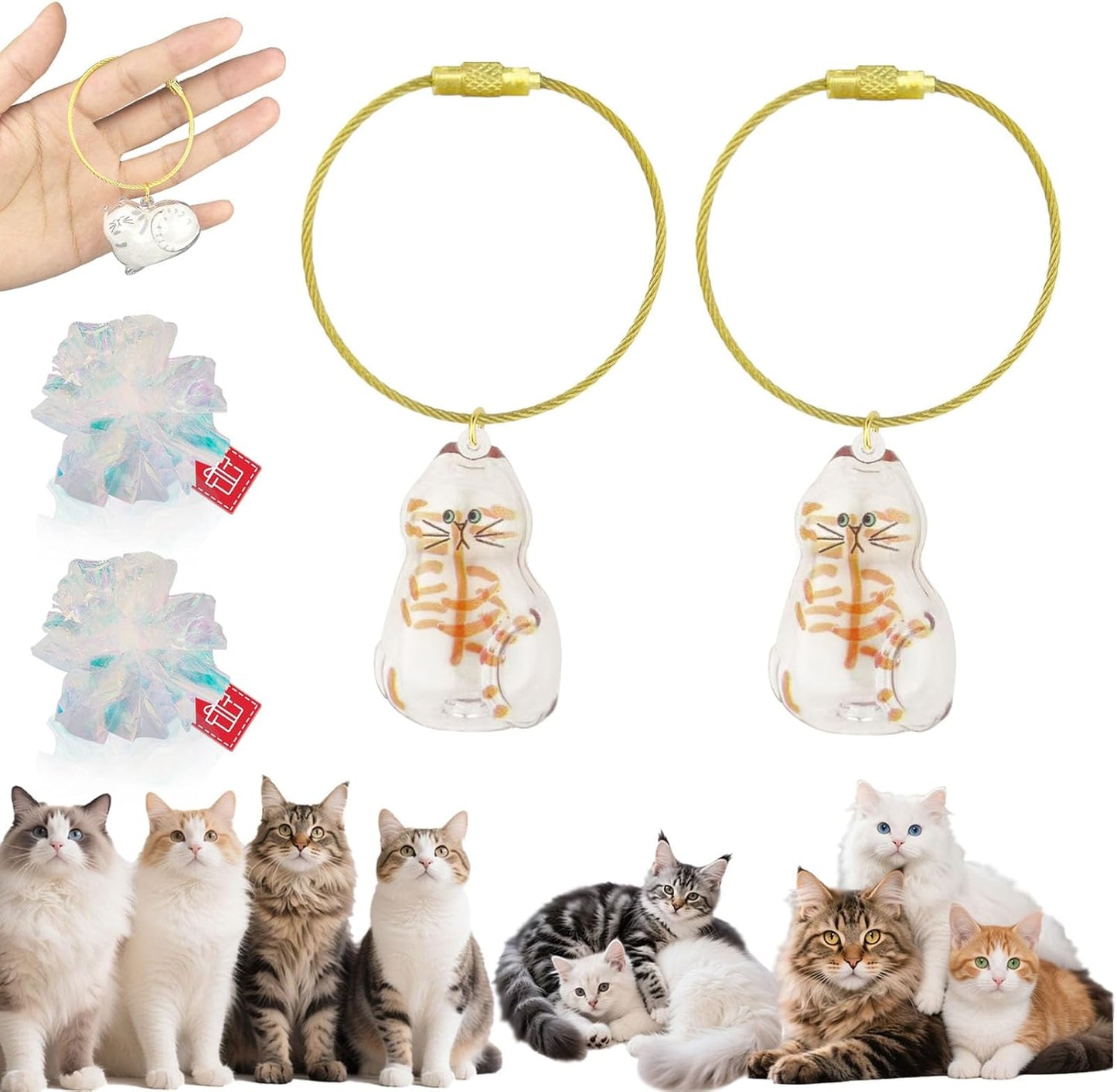 Cat Hair Keychain, 2Pcs Cat Hair Storage Bottle，Pet Fur Keepsake,Pet Hair Storage/Memorial Keychain,Cute Pet Memorial Gifts,[F Model]