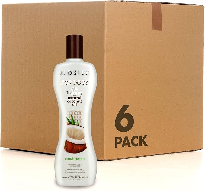 BioSilk for Dogs Silk Therapy Conditioner with Natural Coconut Oil | Coconut Oil Dog Conditioner from BioSilk for Dogs | High Quality Pet Conditioner for Dogs - 6 Pack