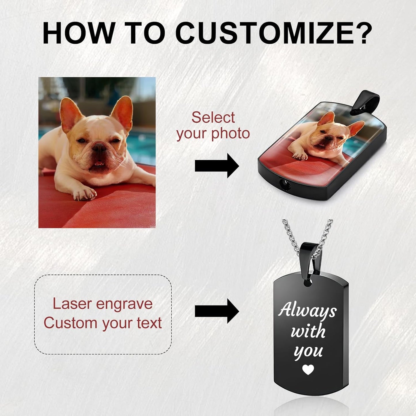 Funnylife Personalized Pet Urn Necklaces for Dog Cat Ashes Custom Photo Text Stainless Steel Cremation Ash Memorial Jewelry Pet Loss Sympathy Gift