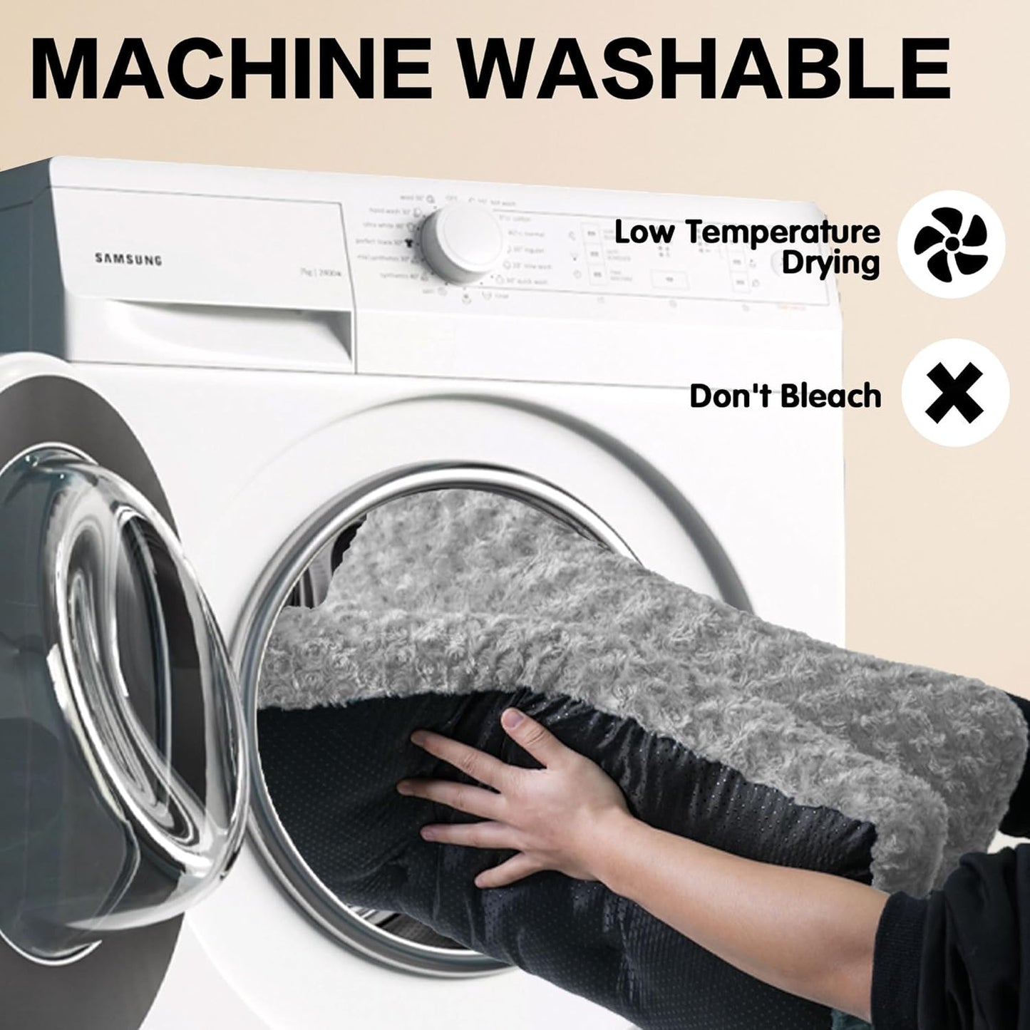 Dog Bed Washable Pet Bed,Dog Crate Bed Washable Cushion with Anti-Slip Bottom,Calming Anti-Anxiety Pet Bed with Non-Slip Bottom for Small&Medium&Large Dogs and Cat,Grey(36.2''X27.9''X7.1'')