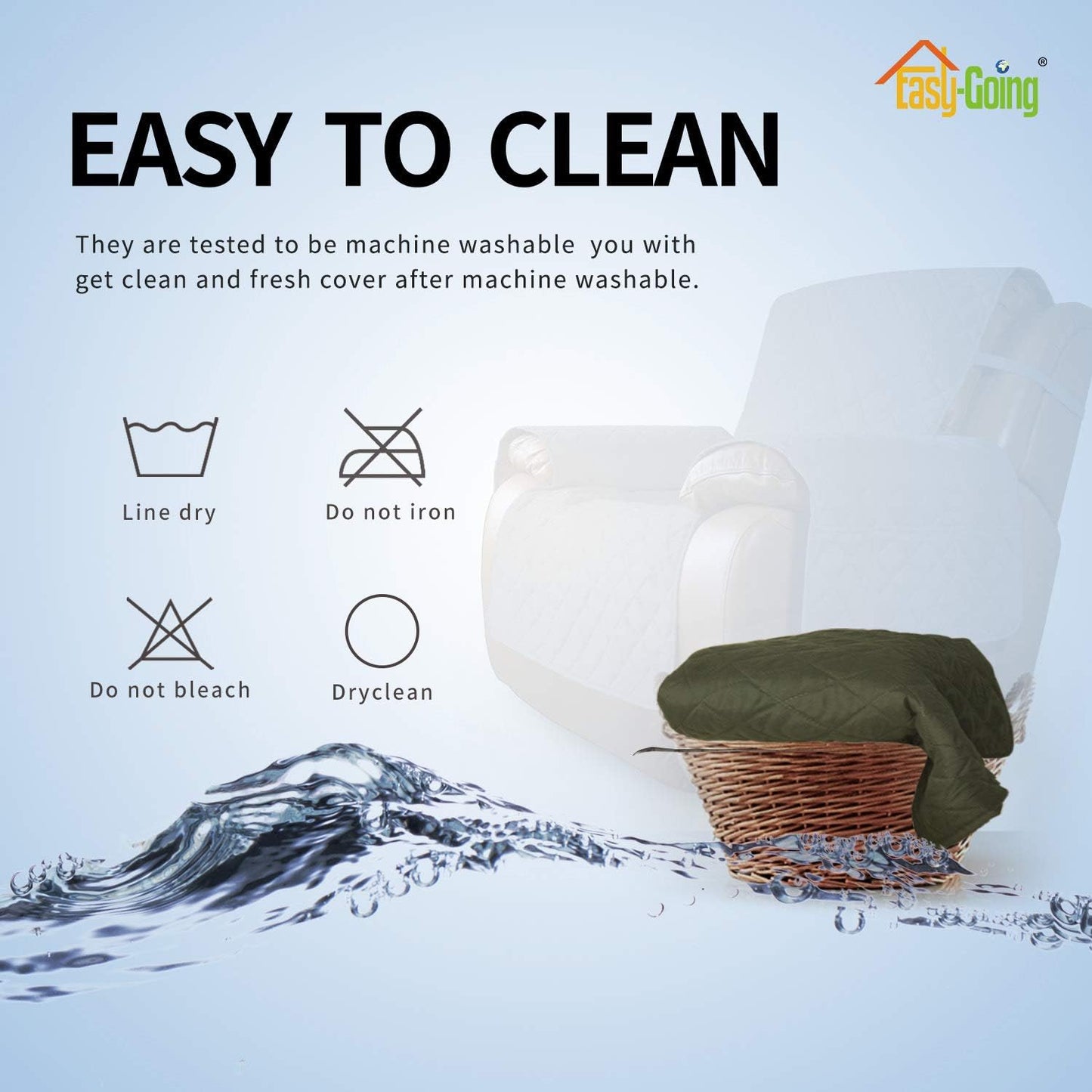 Easy-Going Oversized Recliner Cover Reversible Couch Cover Sofa Cover for Living Room Water Resistant Furniture Protector with Elastic Straps for Pets Dog (Oversized Recliner, Army Green/Beige)