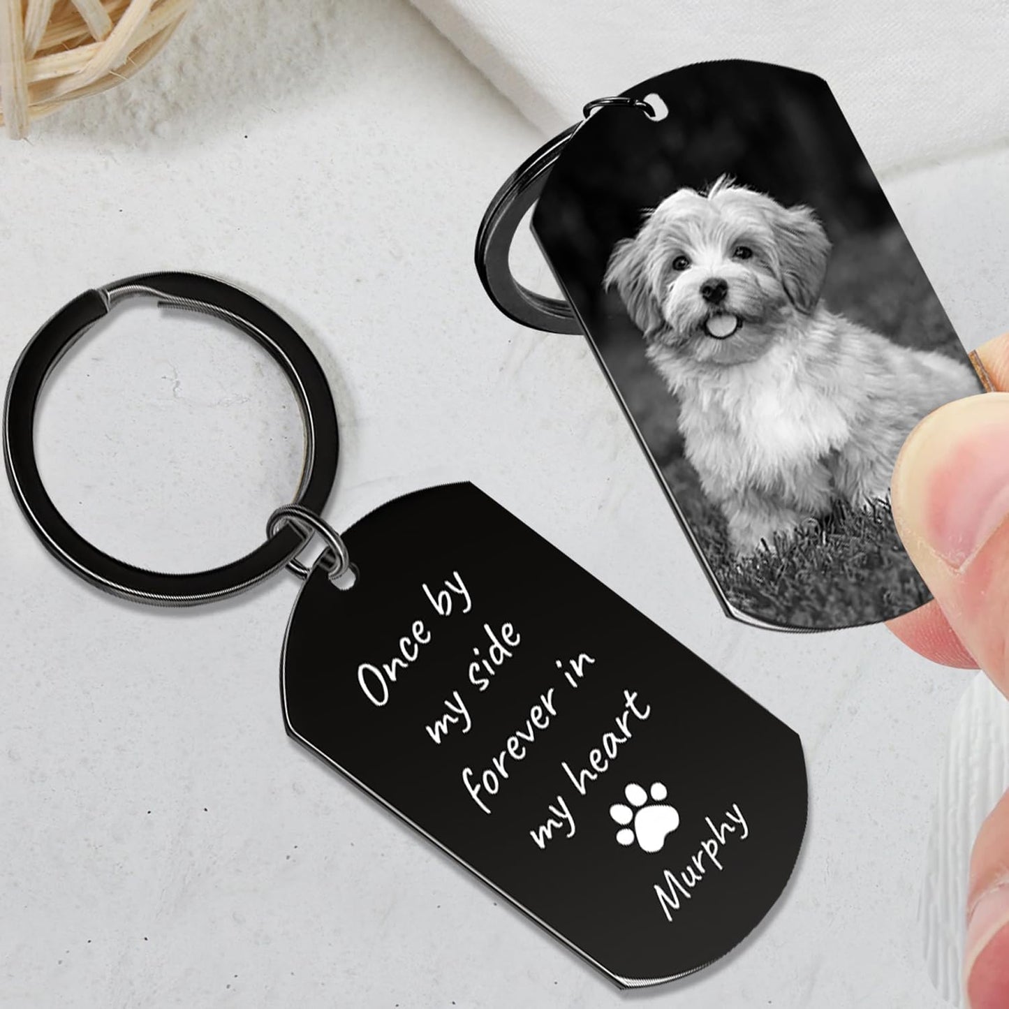 Personalized Dog Keychain Memorial Gifts for loss of dog - Custom Pet Photo Keychain in Memory of Dogs & Cats, Sympathy Gift For Pet Passed Away