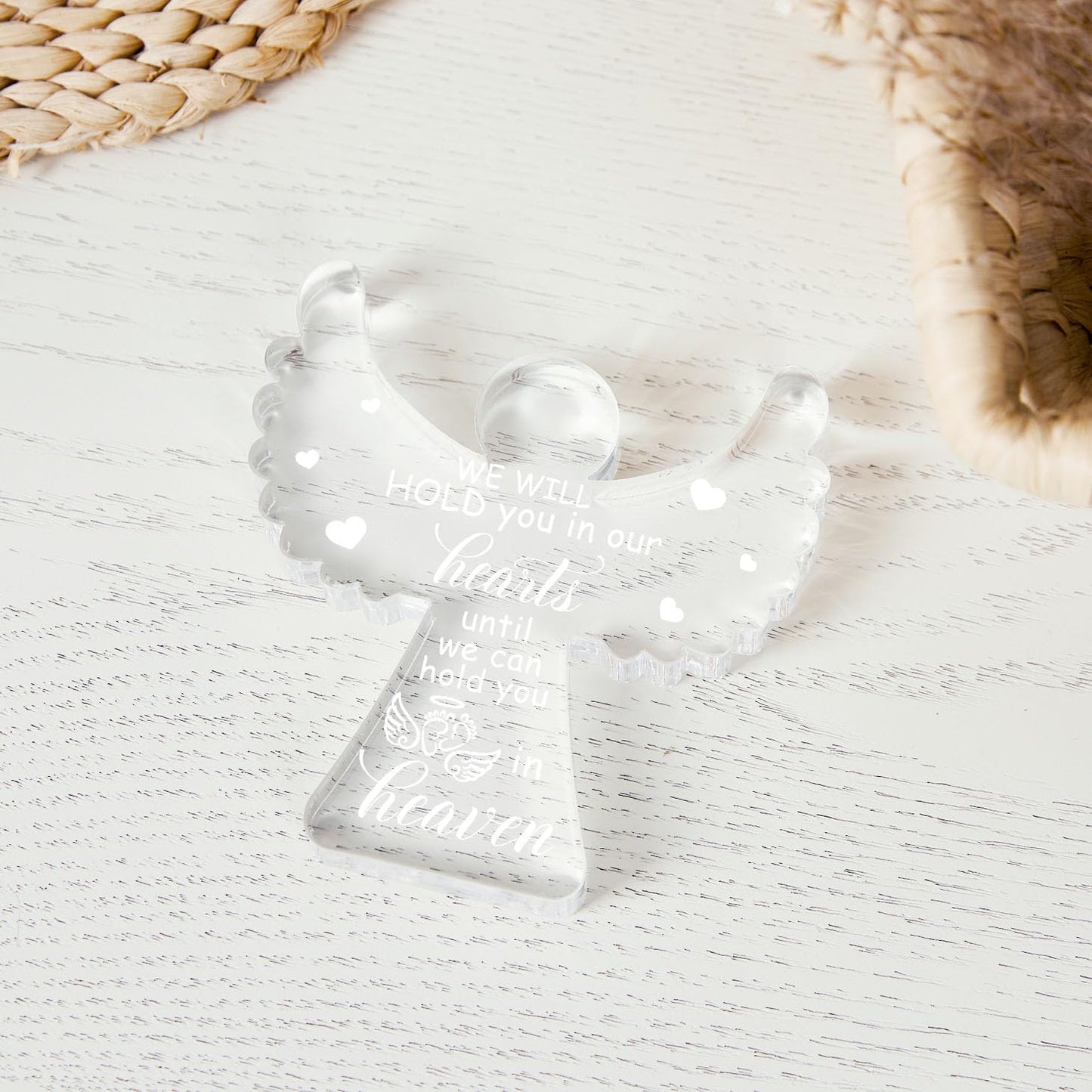 Miscarriage Gifts for Mothers, Remembrance Gift, Sympathy Gifts, Remember Me Grieving Present, Baby Footprint Memorial Angel Acrylic Sign, Infant Loss Sympathy Gift, Funeral in Memory of Loss of Baby
