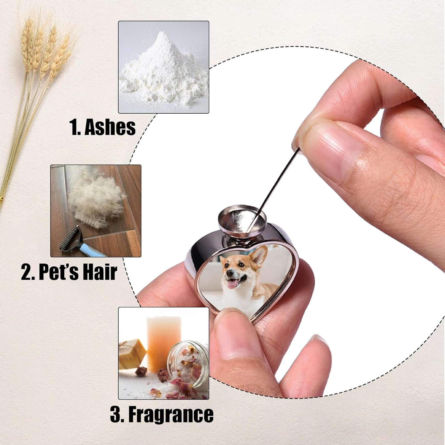 Personalized Pet Urn Necklace for Dog Ashes Custom Engraving Photo Text Pet Cremation Jewelry Customize Memorial Gift for Pet Dog Cat Ashes Necklace (01-Heart)