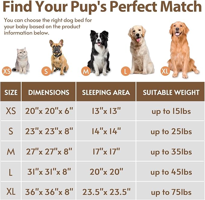 JOLLYVOGUE Calming Dog & Cat Bed for Small Dogs, Anti-Anxiety Donut Cuddler Cozy Soft Round Bed with Anti-Slip Bottom, Fluffy Faux Fur Plush Cushion Beds for Small Medium Pets (23")