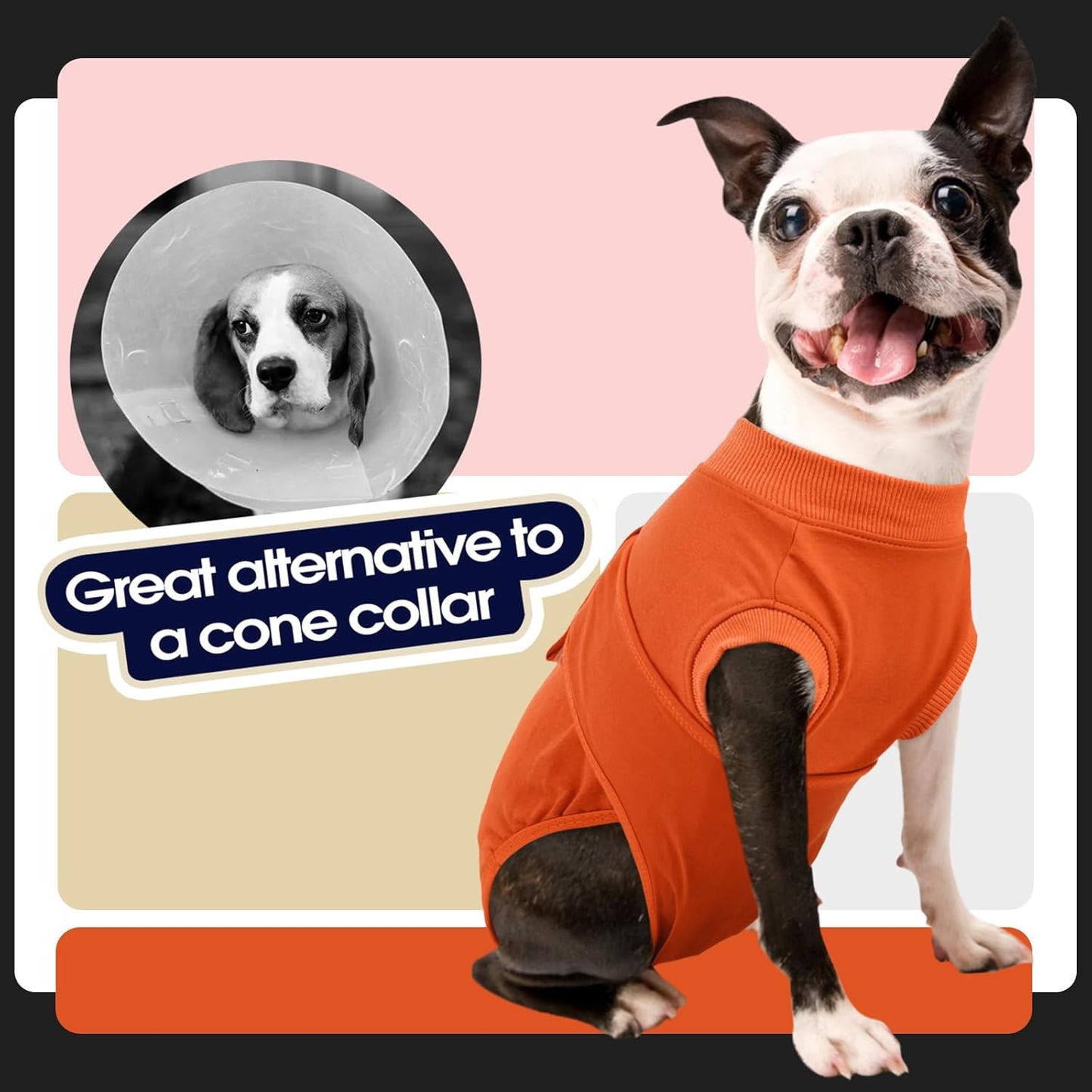 FUAMEY Dog Recovery Suit Male,Dogs Surgery Neuter Suits Puppy Spay Shirts for Female Protect Dog's Skin Anti Licking Abdominal Wounds Doggie Onesie Pet Bodysuit Alternative to Cone Orange S