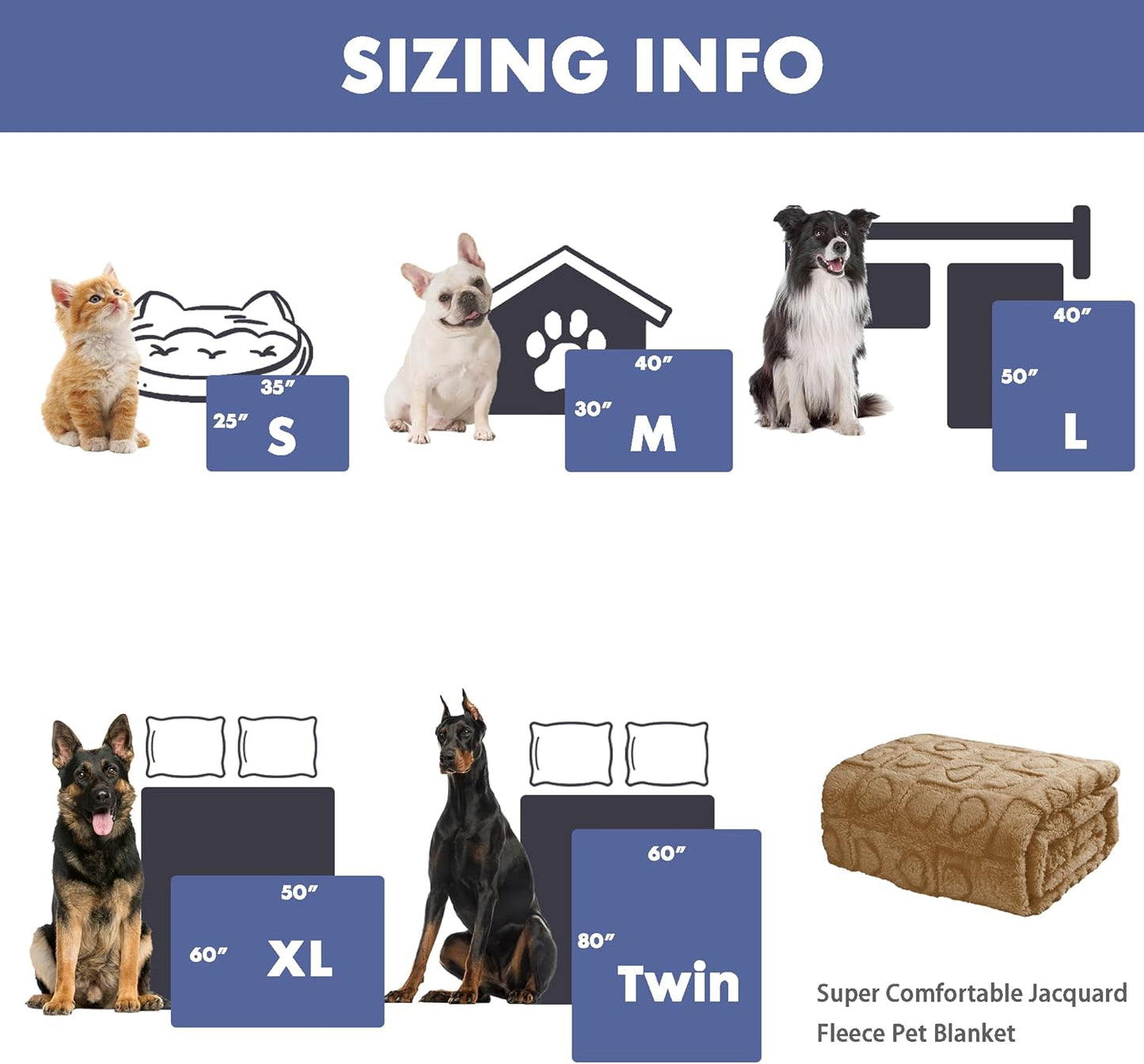 gogobunny Calming Plush Dog Cat Blanket 300GSM Coral Fleece, Ultra-Soft Machine Washable Pet Bedding for Small Medium Dogs Cats Puppies Kittens (Brown, 50x60)