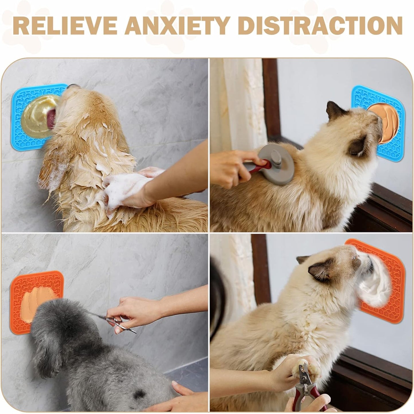 Lick Mat for Dogs - Slow Feeder Licking Mat with Suction Cups for Peanut Butter, Food Treats & Yogurt - 2 Pack