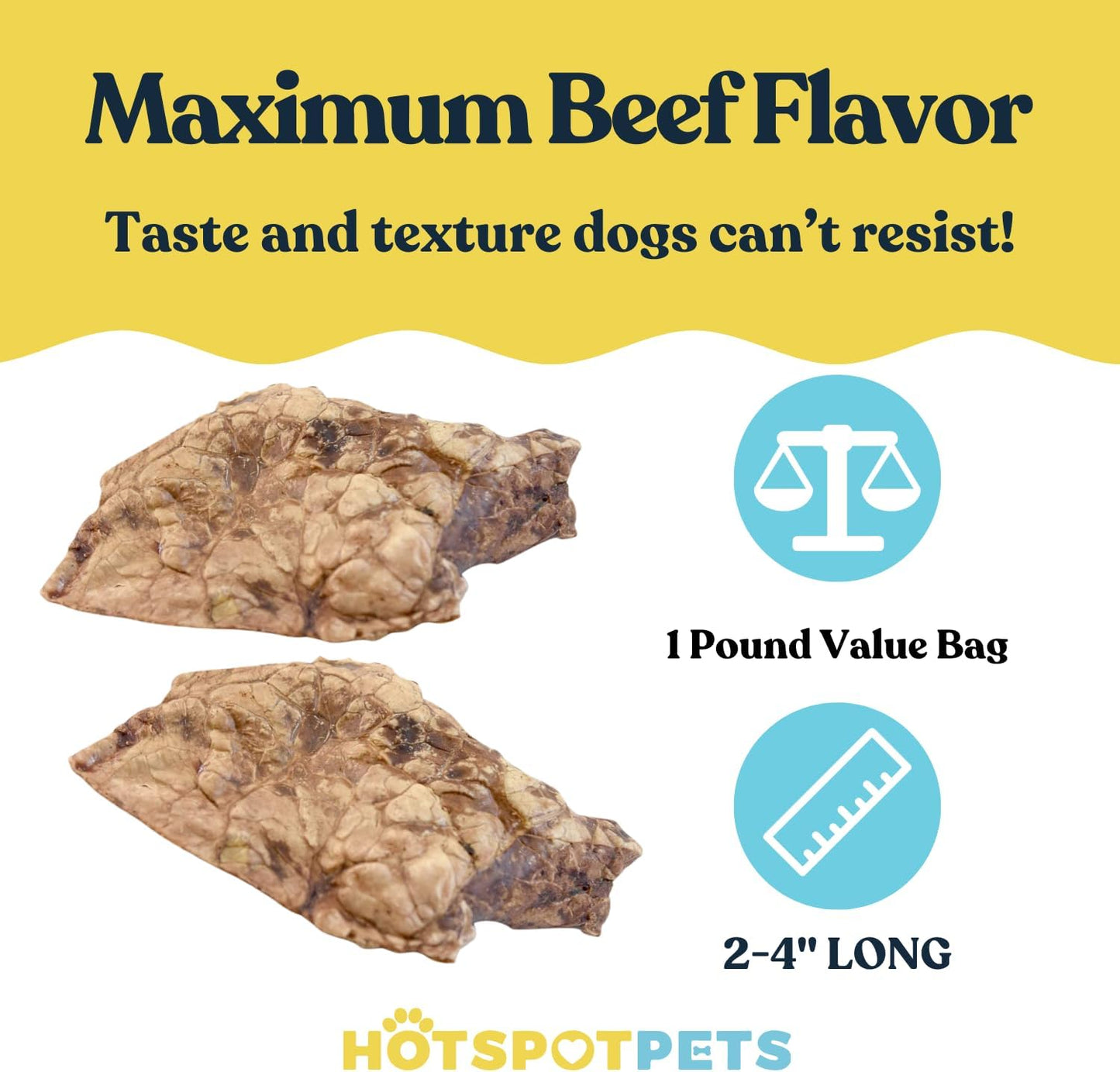hotspot pets Beef Lung Dog Treats -1 Pound Big Bag - Slow Roasted, All Natural Dehydrated Premium Beef Lung Training Treats for Dogs - High Protein- Rawhide Alternative Snack for All Breeds
