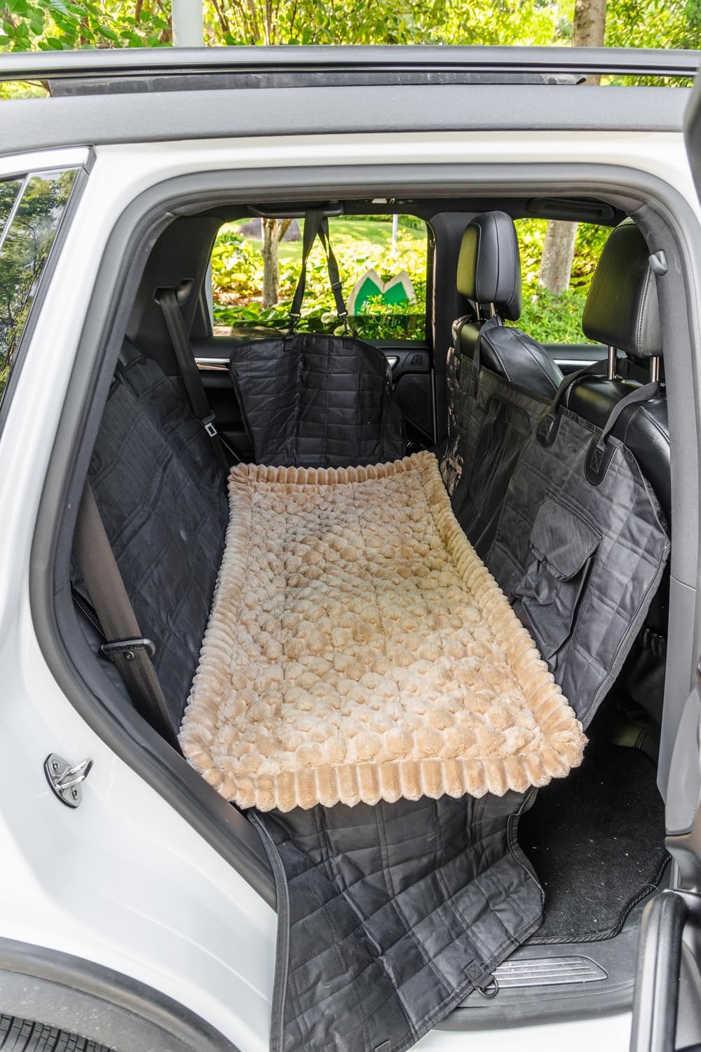 Non-Slip Dog Bed Mat for Car, Fuzzy Backseat Pet Mat, Travel Pet-Friendly Seat Cover for Cars, Compatible with Backseat Extenders and Seat Protectors 24.8x54 inch