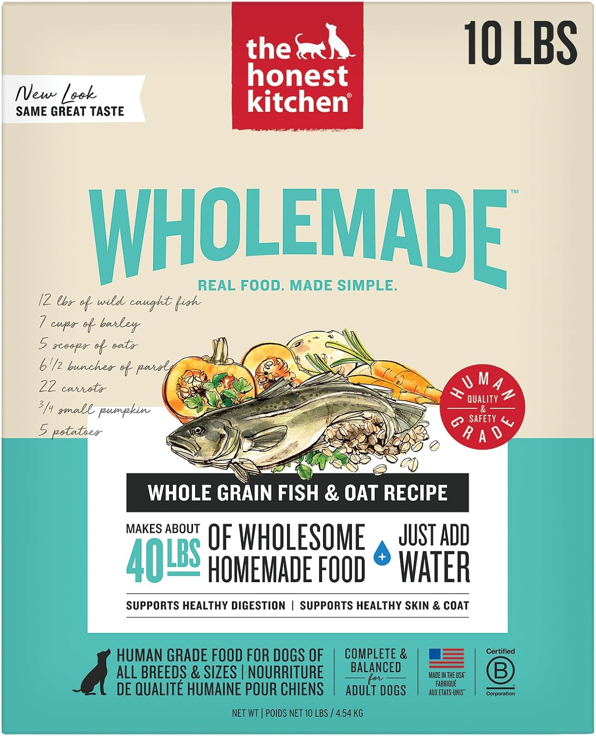 The Honest Kitchen Wholemade™ Whole Grain Fish & Oats Dog Food, 10 lb Box