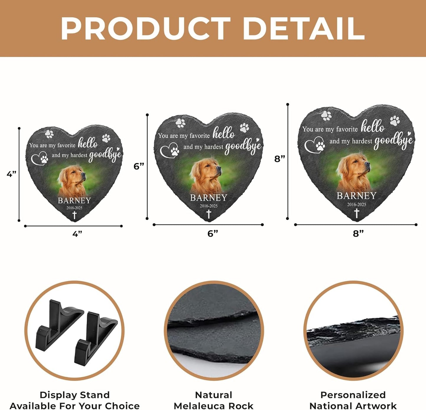 Memorial Dog Stone Pet Headstone with Photo | Personalized Cat Memorial Stones for Outside | Dog Memory Stone Deceased Pet Gifts for Owners | Best Remembrance Gift for Cats & Dogs Lovers