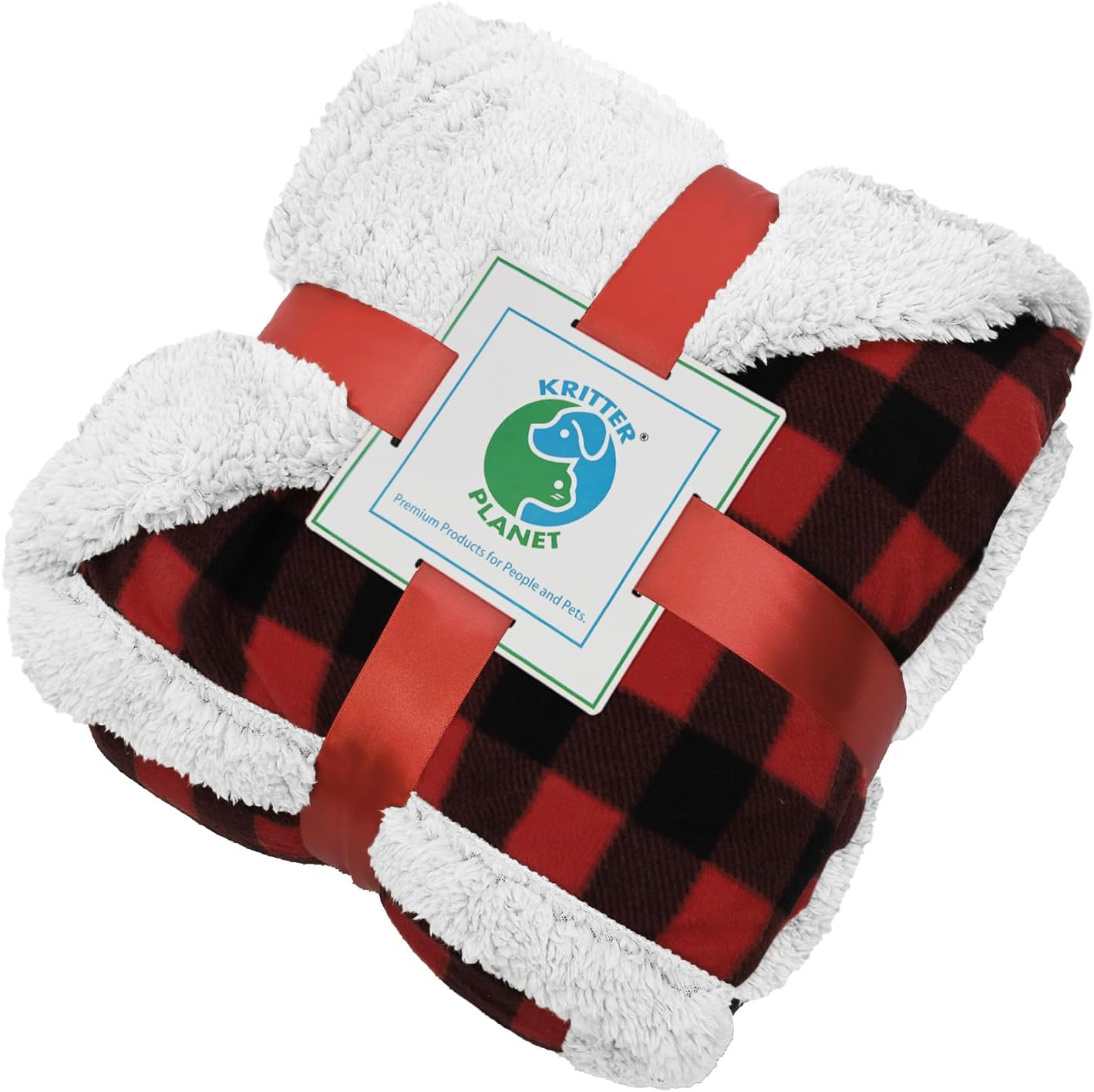 Kritter Planet Waterproof Pet Blanket for Bed, Reversible Sherpa Fleece Protector Couch Cover for Pets, Liquid Proof Furniture Protector for Medium Large Dogs