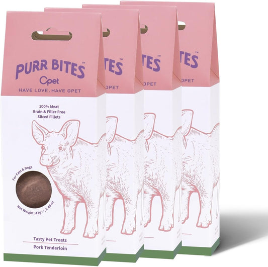 OPET Freeze Dried Cat Treats, Single Ingredient Grain Free High Protein Pet Food for Cats and Dogs, Healthy Training Snacks，Freeze Dried Pork Sliced Fillets (Pork, 5.92 Ounce)