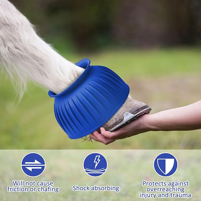 Abbylike Horse Bell Boots Protect Against Hoof Impact Trauma Rubber Bell Boots Horse Care for Turnout No Rub Design Comfort Quick Wrap Hook and Loop