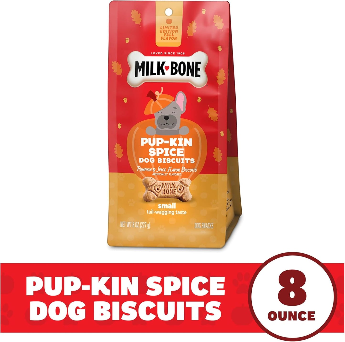 Milk-Bone Limited Edition Pup-kin Spice Flavor Small Biscuit Dog Treats, 8 Ounce