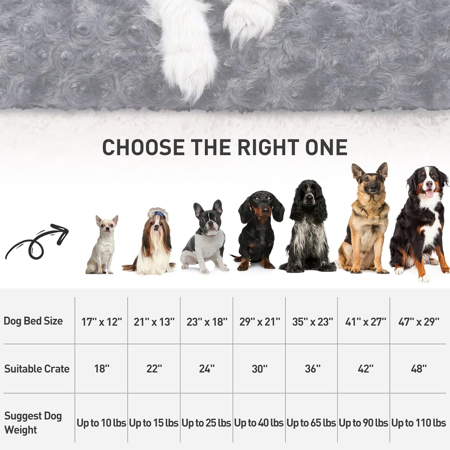 KSIIA Washable Dog Bed Deluxe Plush Dog Crate Beds Comfy Kennel Pad Anti-Slip Pet Sleeping Mat for Large, Jumbo, Medium, Small Dogs Breeds, 35" x 23", Dark Grey