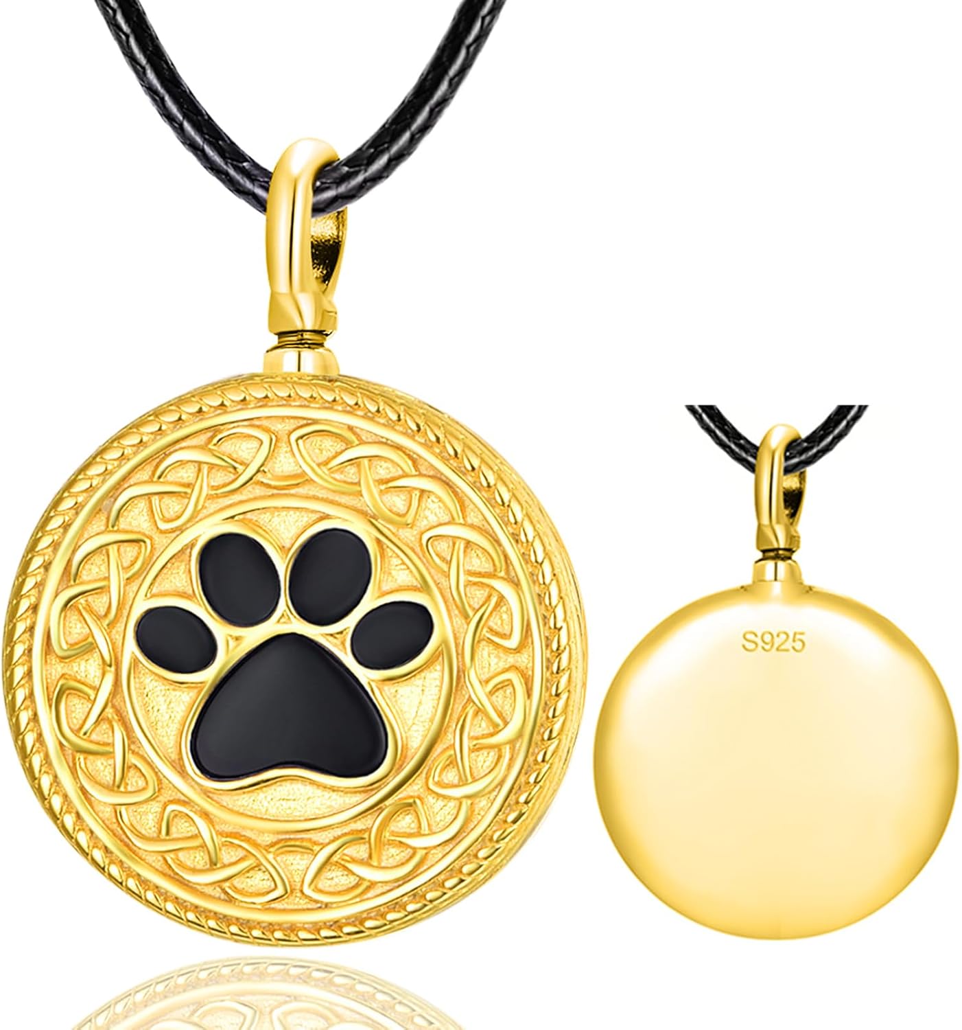 Dreamboat Pet Urn Necklace for Dog Cat Ashes 925 Sterling Silver Paw Print Cremation Keepsake Pendant Celtic Knot Memorial Jewelry Gifts for Women Men
